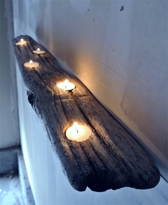 nástenná čajová sviečka-svietnik-nástenná dekorácia-drevený dom