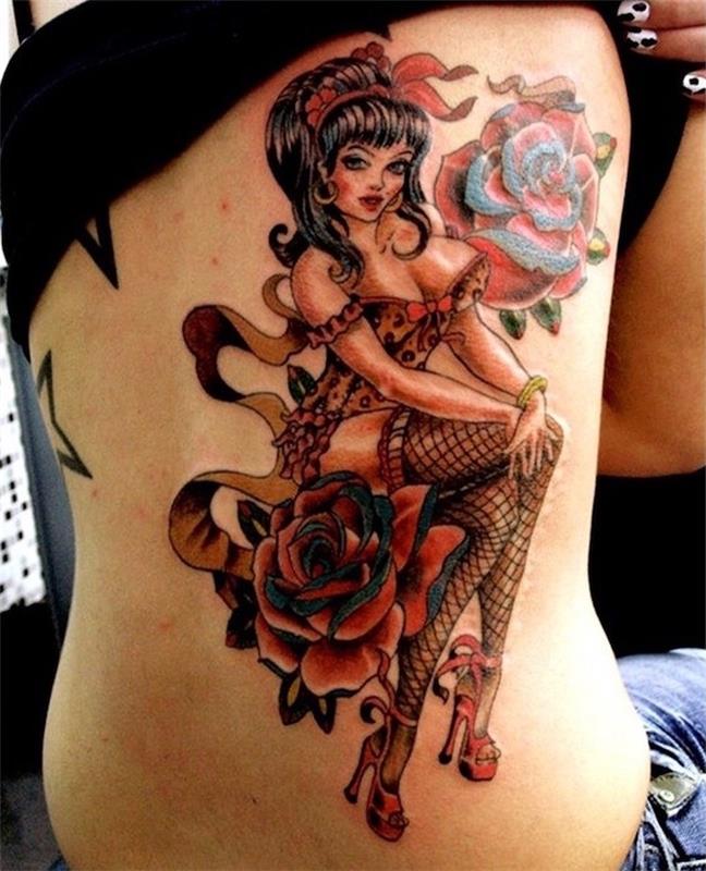 tetovanie pinup sexy štýl rok 20 burleskný francúzsky kankán
