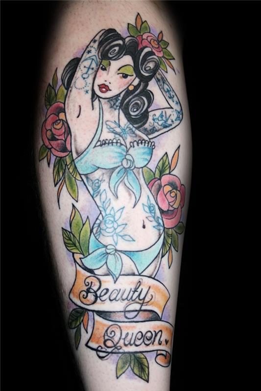 Pin-up photo vinobranie tetovanie žena