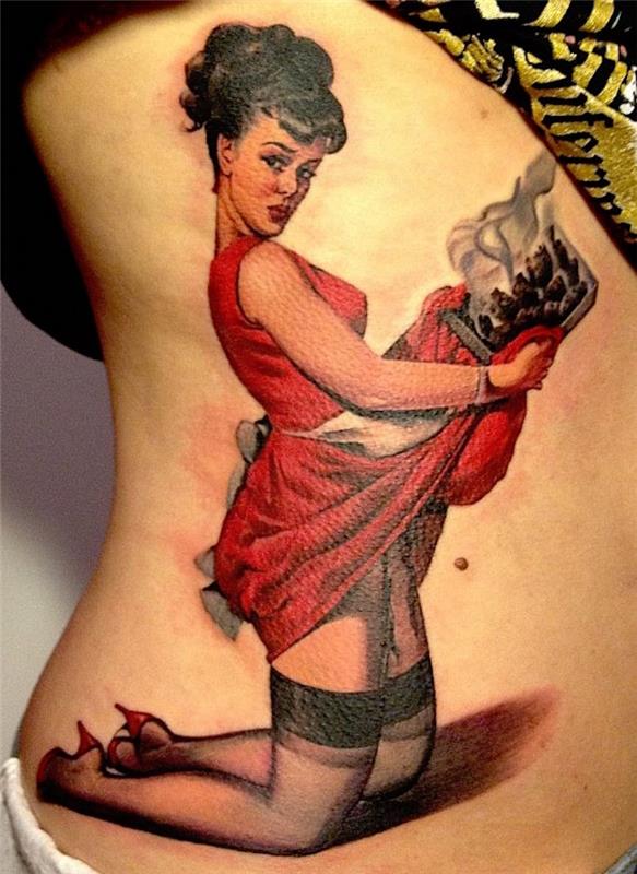 tetovanie pin up burleskná žena tetovanie