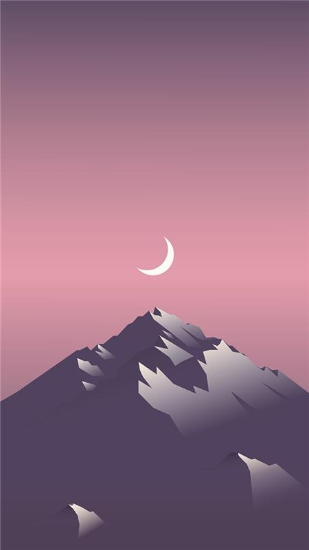 grå berg, rosa och lila himmel, iphone bakgrunder, vacker vy ritning