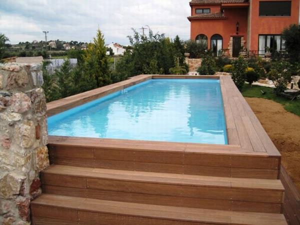 moderný dizajn-obdĺžnikový-drevený bazén