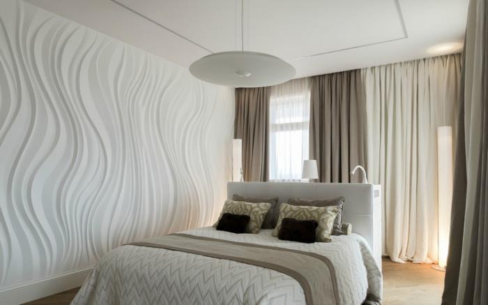vilka nyanser att förknippa med ecru -färgen i ett vuxenrum med modern design med vita väggar