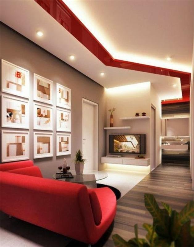 dizajn stropu pre obývaciu izbu s malou veľkosťou