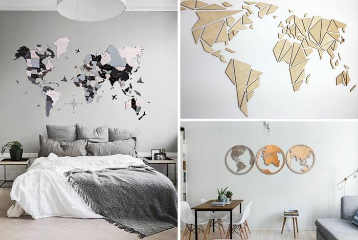 Na stenu vymaľujte alebo nalepte veľkú mapu sveta, dekoráciu steny