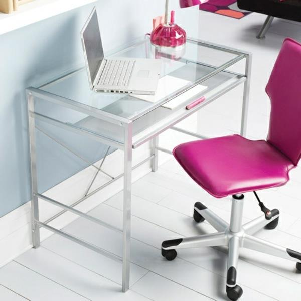 sklenená stolička-ružová-kancelárska stolička