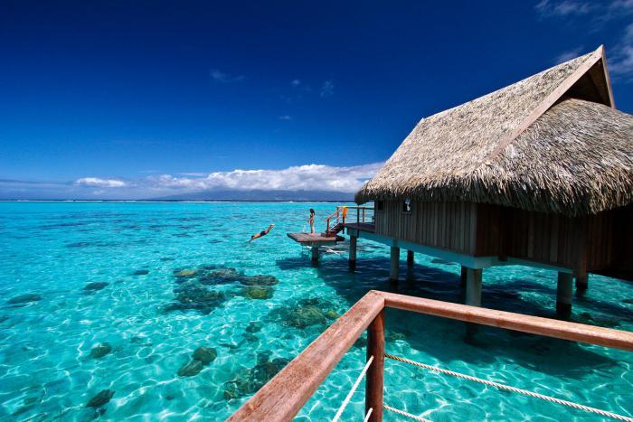 fransk-polynesien-resa-säng och frukost-över-vattnet