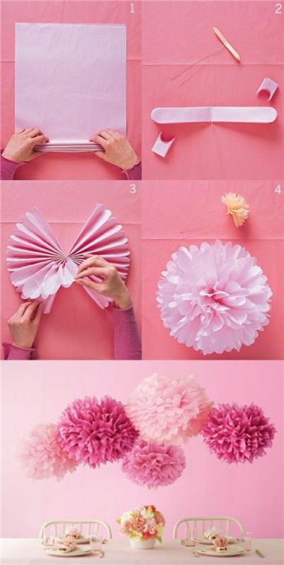 Lavori fatti a mano con della carta, tutorial per creare dei fiori per decorare il tavolo