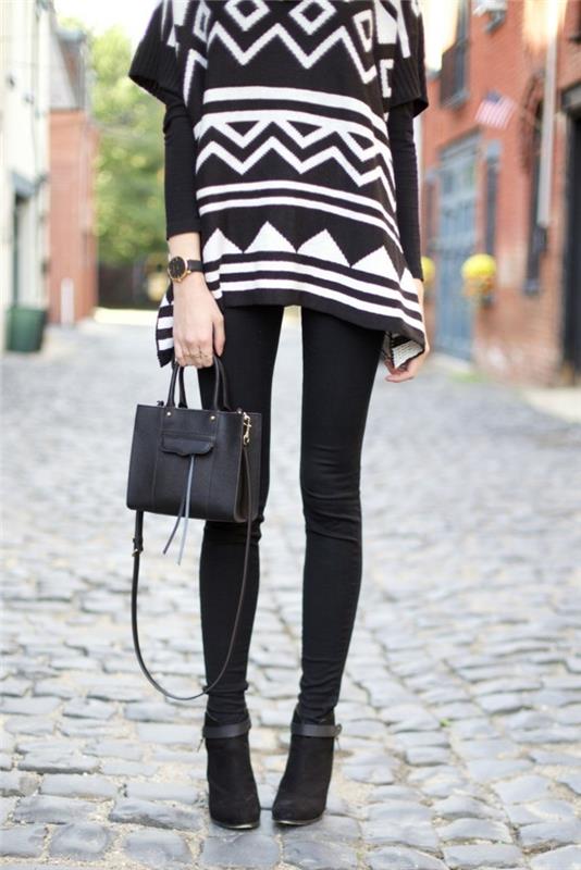 short-fashion-poncho-in-geometric-triangular-patterns-black-and-white-vision