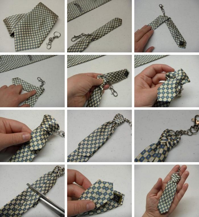 steg för att göra en liten slips som ett hängsmycke för pappatillbehör, lätt farsdagaktivitetsidé