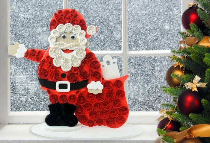 quilling Santa Claus model, DIY vianočná dekorácia, vianočný stromček, kreatívne koníčky