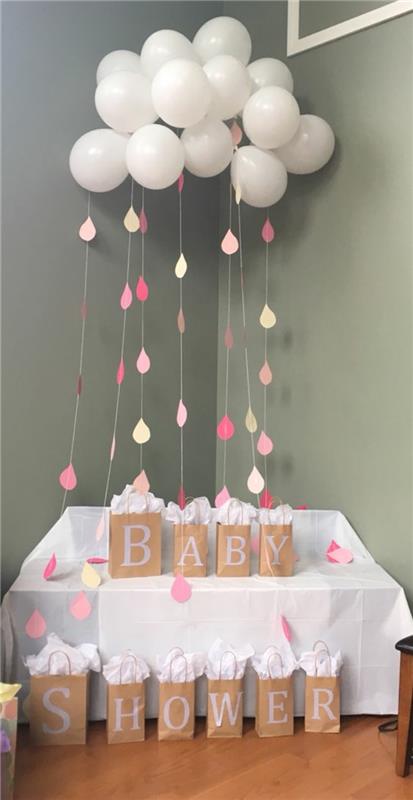 gör ett moln av ballonger, en kreativ och original DIY baby shower -dekoration