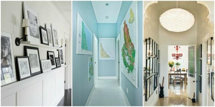 proposte-decorazione-corridoio-idee-colori-pareti-mensole-in-vista-cornici-lamapade-soffitto
