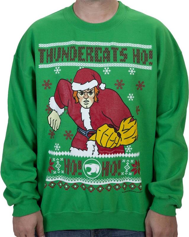 Škaredá vianočná zelená mikina superhrdina v škaredom a gýčovom kostýme Santa Clausa pre mužov