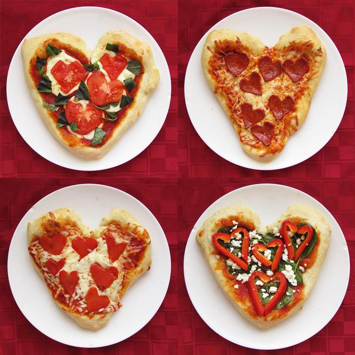 originálny nápad na valentínske menu pre dvoch, štyri recepty na jednoduchú pizzu v tvare srdca