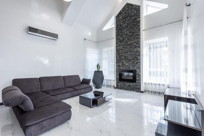 quek typ klimatizácie obývacia izba domáca rohová sedačka antracitová sivá súčasný dizajn