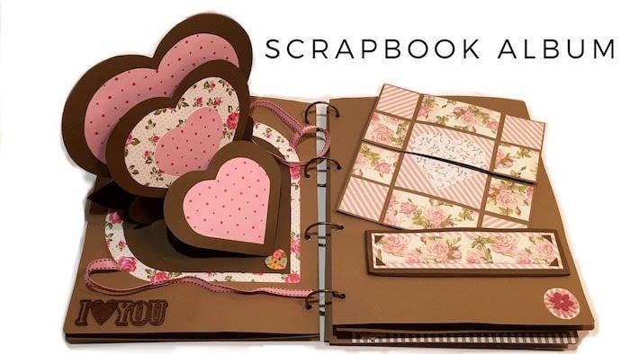 Hjärtsidor som öppnas på en anteckningsbok fotoalbum, gör en anteckningsbok scrapbooking, anteckningsbok sida bild