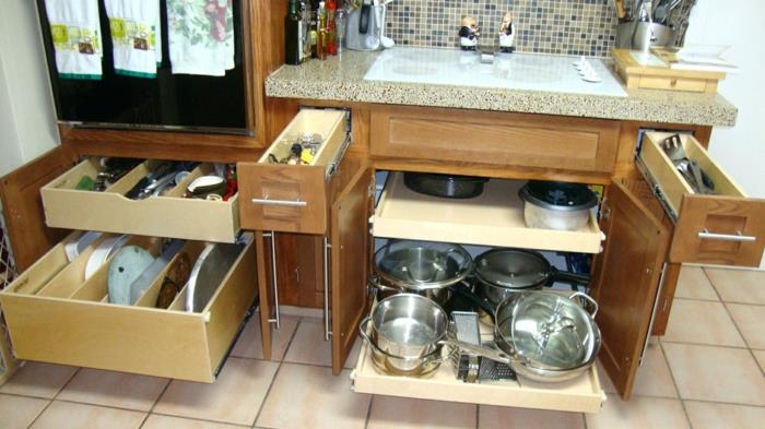 درج تخزين ، تخزين خزانة المطبخ ، خزانة تخزين المطبخ ، أدراج عميقة للأواني والأكواب الكبيرة والأطباق