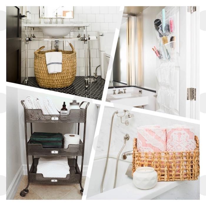 malá dekorácia do kúpeľne, koše, servírovací vozík a malé úložné príslušenstvo, ktoré šetrí miesto