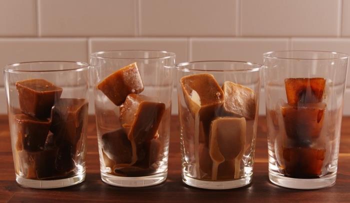 ako vyrobiť kávové kocky ľadu rôznych typov, nápad na výrobu originálnej ľadovej kávy a jednoduchý recept