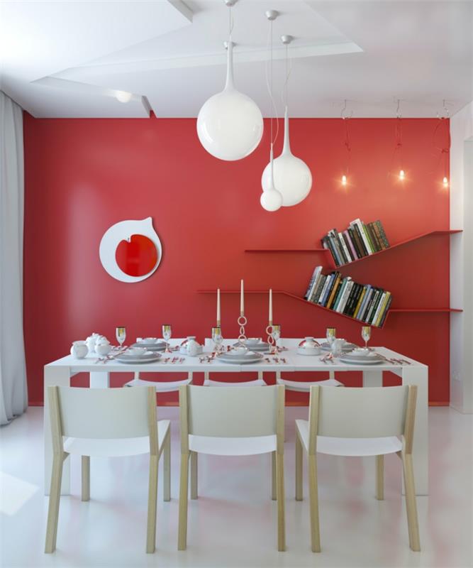 červeno-biele-jedáleň-moderné-svietidlo