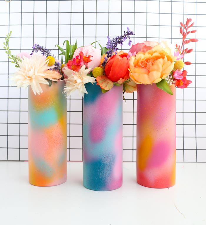 Vasi dipinti con vernice in spray، vasi per fiori، idea regalo per la mamma