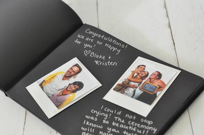 Svarta sidor, vit penna och foton för ett DIY fotoalbum, hur man gör en resedagbok