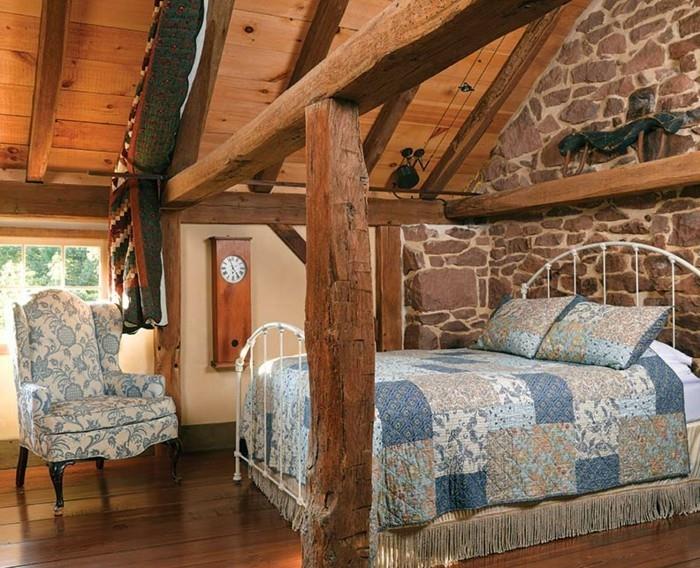 تجديد-الحظيرة-سرير كوين-كرسي بذراعين-في-أنماط الأزهار-غطاء السرير-في-البيج-الأبيض والأزرق-ساعة