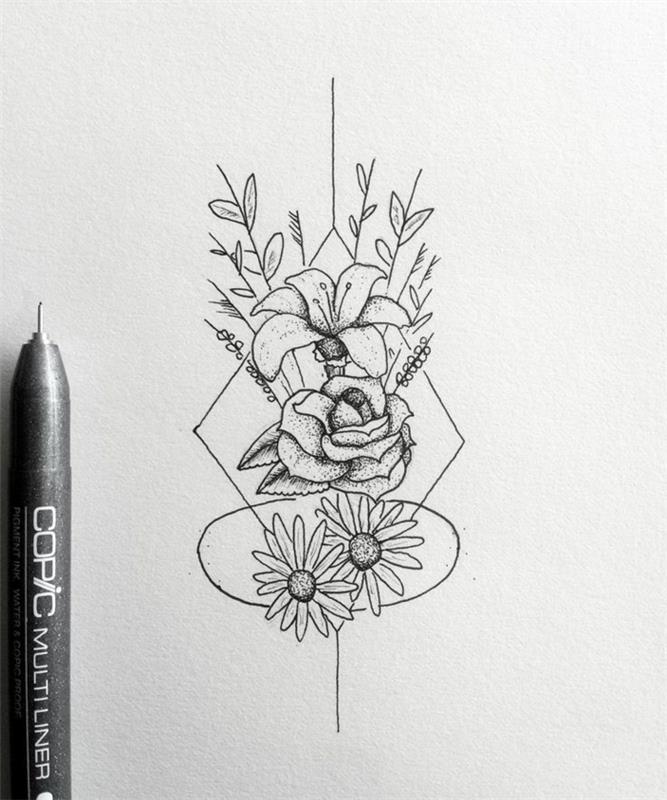 Geometriska mönster idé hur man ritar linjer blommor