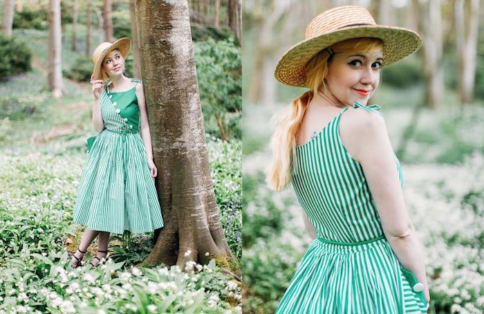 modell klänning bohemisk chic grön lantlig kvinna