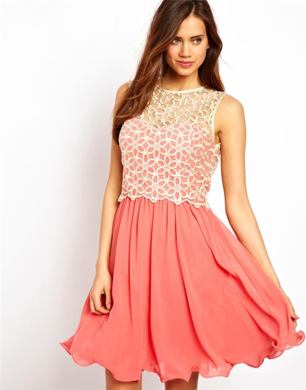يا له من فستان كوكتيل رخيص باللونين الوردي والأبيض ، فستان أنيق وأسلوب رومانسي جميل