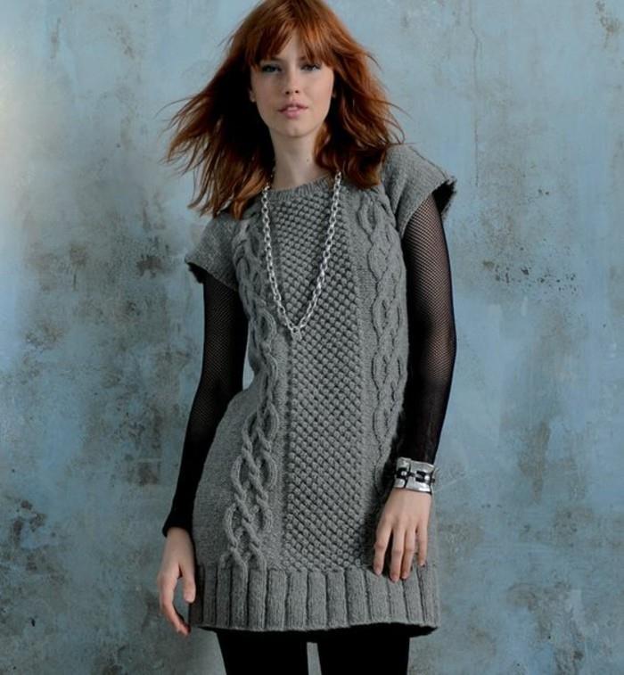 ull-klänning-kol-grå-kort ärmlös