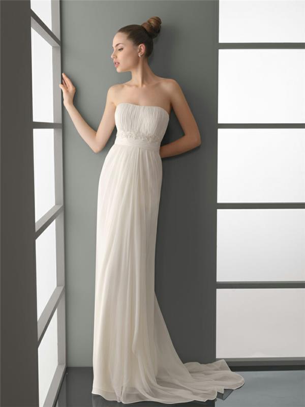 grécke svadobné šaty s empírovým pásom pre vznešenú siluetu, model bez ramienok