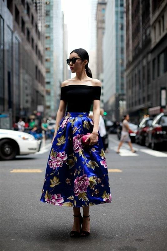 فستان متوسط ​​الطول مع تصاميم ملونة زهور-نيويورك-ستريت-كارز