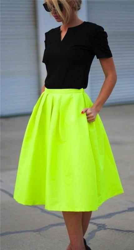 فستان متوسط ​​الطول - أخضر - أصفر - نظارة شمسية - أشقر - نسائي