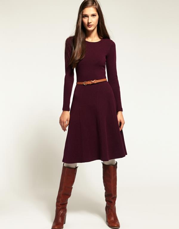 lång tröja-klänning-vinröd-färg