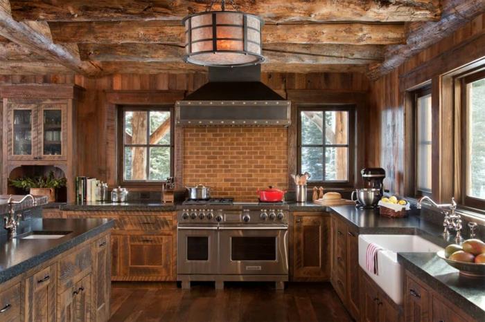 rustikálna kuchyňa dubová kuchyňa vidiecka kuchyňa vo veľkomeste drevo a kamene