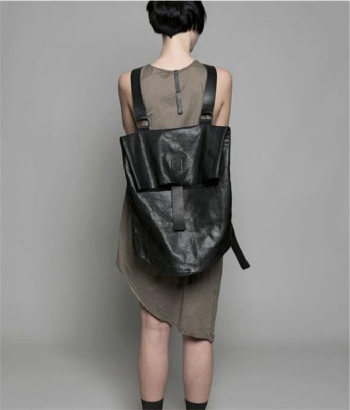 svart-läder-ryggsäck-trender-i-kvinnor-väskor-i-svart-läder-beige-mid-längd-kvinna-klänning