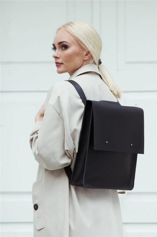 kvinnors läderryggsäck stil väska stor trend formell och elegant kontorslook