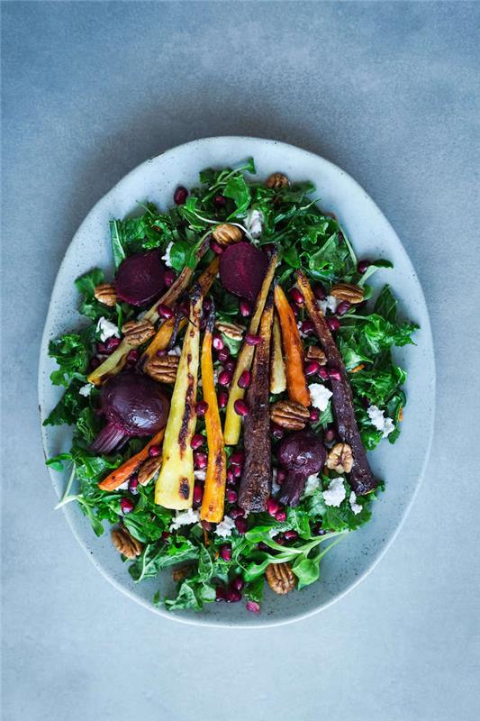 varm höstsallad vintersallad rostade grönsaker rödbetor