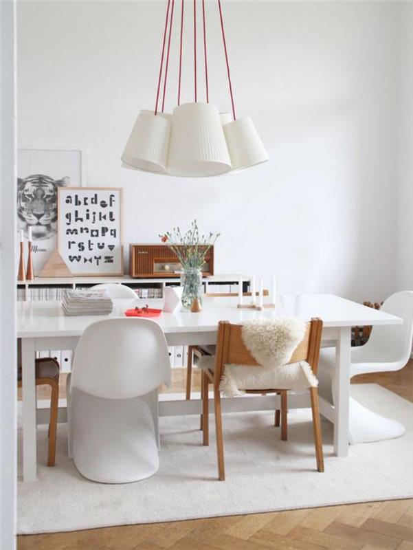 Škandinávsky interiér-drevo-biely-dekor-jedáleň