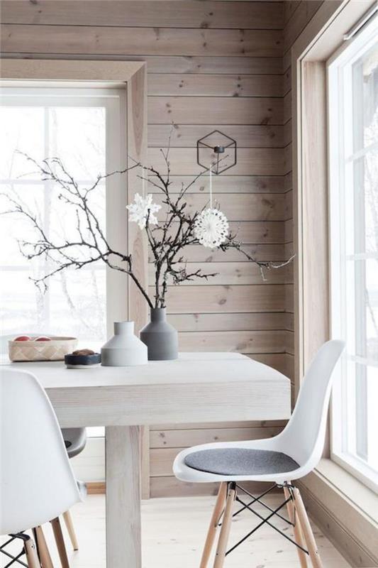 Škandinávska jedáleň-drevená stena-obklad