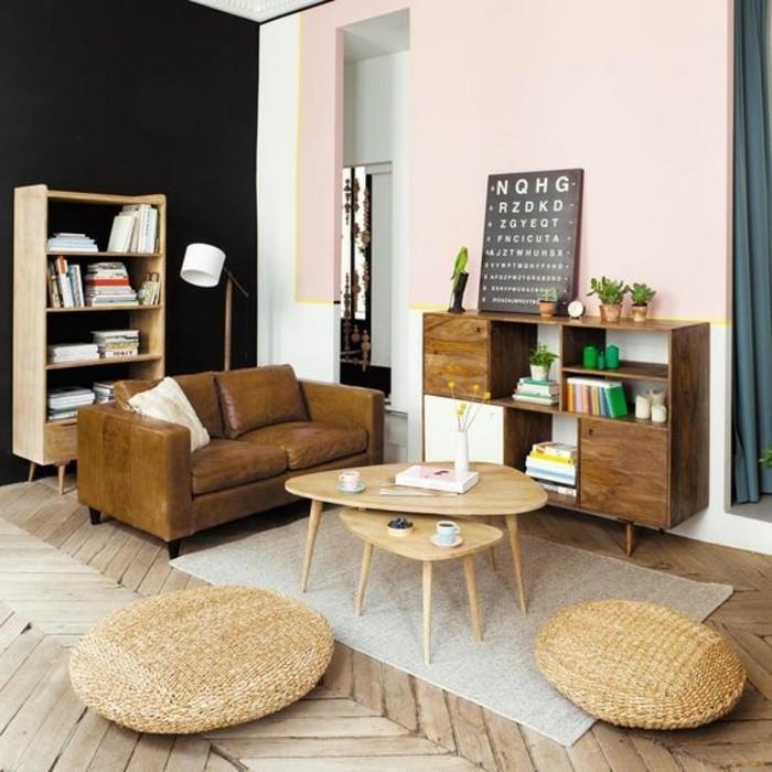 obývačka-so-svetlom-parketami-moderná-obývačka-nábytok-čierna-stena-obývačka-akej-farby-do obývačky