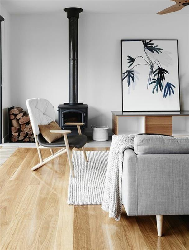 obývačka-so-svetlou-parketovou podlahou-sivá-pohovka-interiér-kokon-svetlo-parketová podlaha