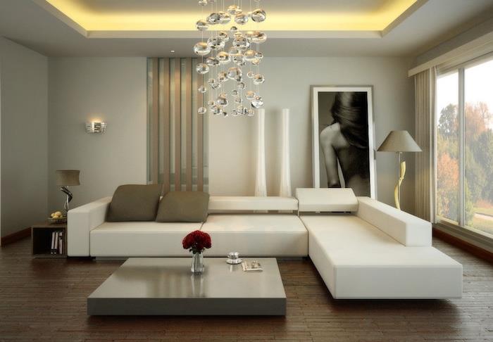 moderný dizajn nábytku do obývačky dekorácia veľká sedacia súprava lustrom