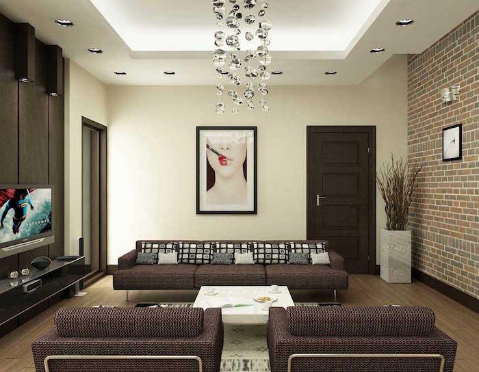 moderná dekorácia obývačky a vintage sedací nábytok