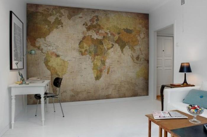 غرفة المعيشة-رسم-أبيض-مكتب-مساحة-عتيق-خريطة العالم