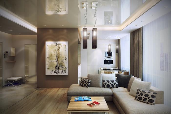 príklad moderného dizajnu obývačky, ako navrhnúť obývaciu izbu