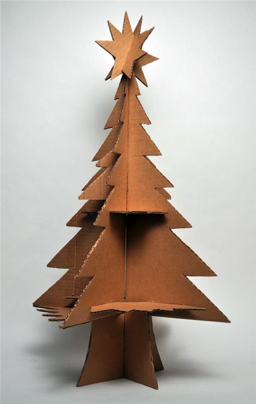 originálny vianočný stromček, kartónový vianočný stromček, 3D stromček, 3d hviezda hore