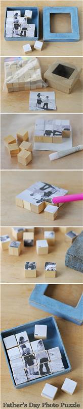 myšlienka regga oggettistica fatta a mano, una scatola contains a puzzle di cubi di legno con le foto